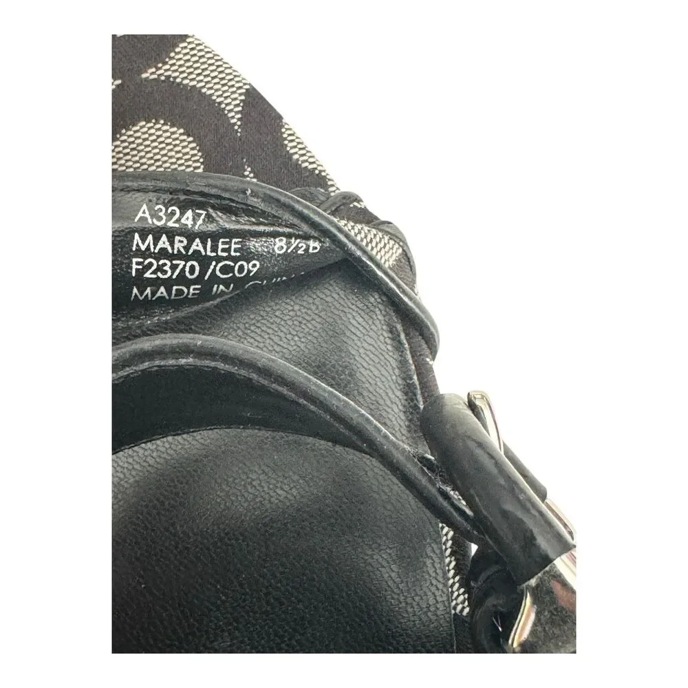 Coach Logo Maralee Wedge Jacquard Sandals Women’s 8.5B Black/Gray - Picture 9 of 9
